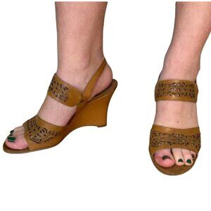 FRANCO SARTO Cut Out Leather Wedge Heels - 7 1/2 M